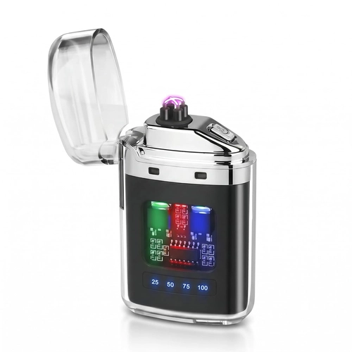 Stylish Transparent Dual Arc Plasma Lighter | USB Rechargeable Windproof Electric Cigarette Lighter