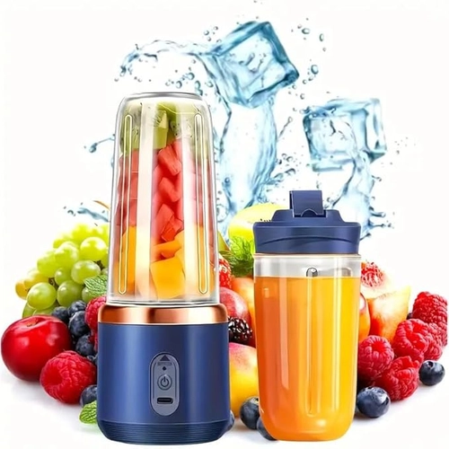 Portable Blender Juicer 45W with 1500mAh Battery – Rechargeable Smoothie Maker for Shakes, Juices, Protein Drinks & Travel – Personal Mini Mixer Bottle for Home, Office & Outdoor Use(Blue)