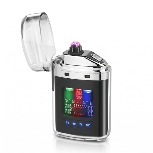 Stylish Transparent Dual Arc Plasma Lighter | USB Rechargeable Windproof Electric Cigarette Lighter