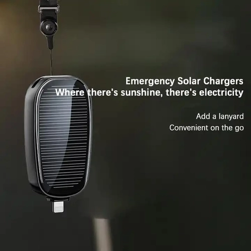 Solar Power Bank Keychain Charger for Mobile Phones with Carabiner Emergency Power Supply