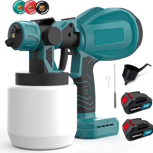 Electric Paint Sprayer Gun, 48V Battery Powered, 800ml Capacity, 3 Spray Modes