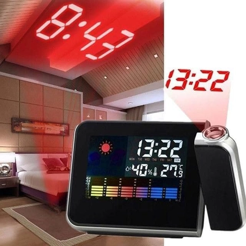 Projection Alarm Clock for Bedrooms with Weather Station, Wireless Indoor Outdoor Thermometer, Temperature Hygrometer Monitor for Bedroom,Office,Home