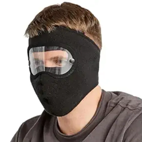 cotton Unisex Full Winter Face Mask Windproof And Sun Protection Warm Eye Protection Screen Goggles Cycling And Bike Mask For Women And Men (Black, Pack of 1)